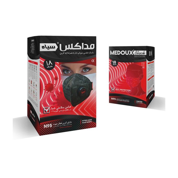 ماسک N95 فیلتردار کربن فعال مداکس بسته 18 عددی