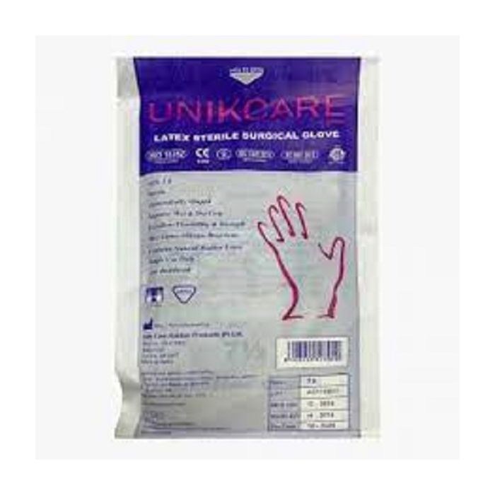 دستکش جراحی لاتکس استریل سایز 6.5 پودر دار Unikcare
