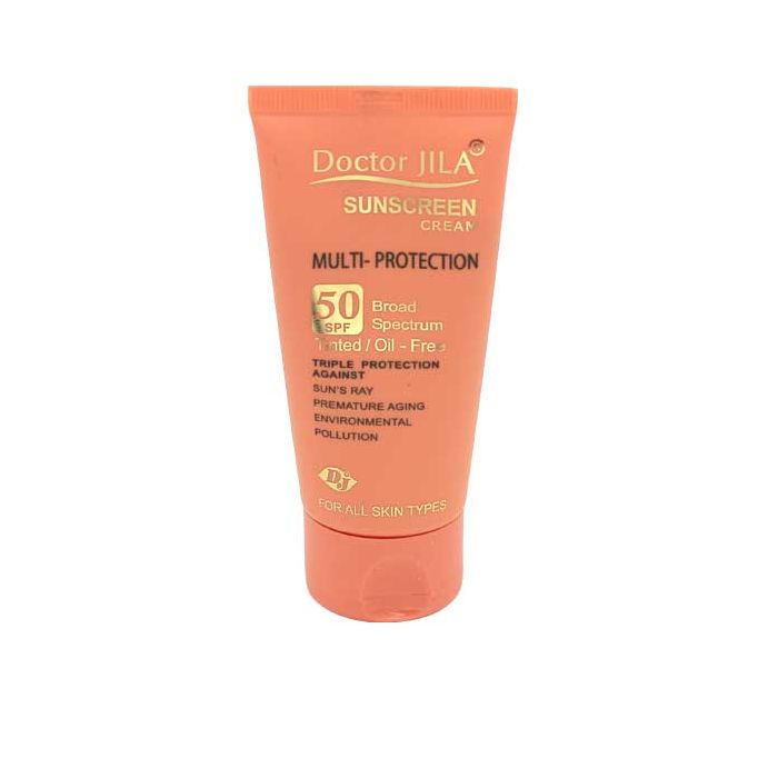 کرم ضد آفتاب مولتی پروتکشن SPF50 رنگی دکتر ژیلا Dr Jilla SunScreen Multi Protection Cream SPF50 Tinted