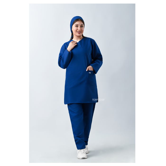 اسکراب پزشکی و جراحی زنانه طب پوش رنگ آبی کاربنی کد 203