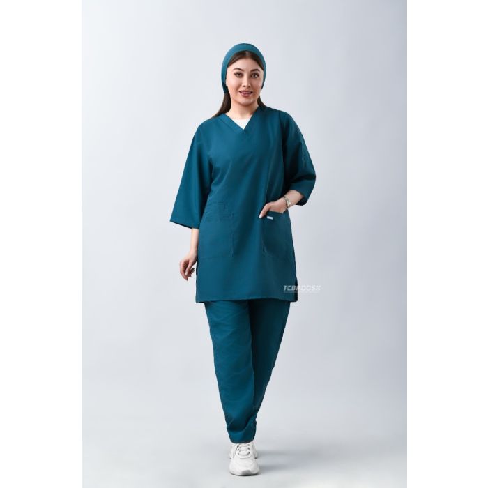 اسکراب پزشکی و جراحی زنانه یقه هفت طب پوش رنگ سبز کله غازی کد 301