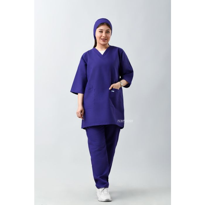 اسکراب پزشکی و جراحی زنانه یقه هفت طب پوش رنگ بنفش کد 304