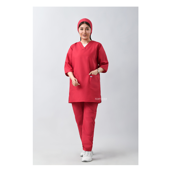 ست اسکراب زنانه آستین سه ربع صورتی طب پوش کد 310