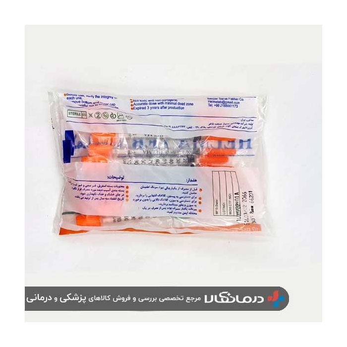 سرنگ انسولین Unibody حلما طب 1 میلی لیتر گیج 30 بسته 100 عددی