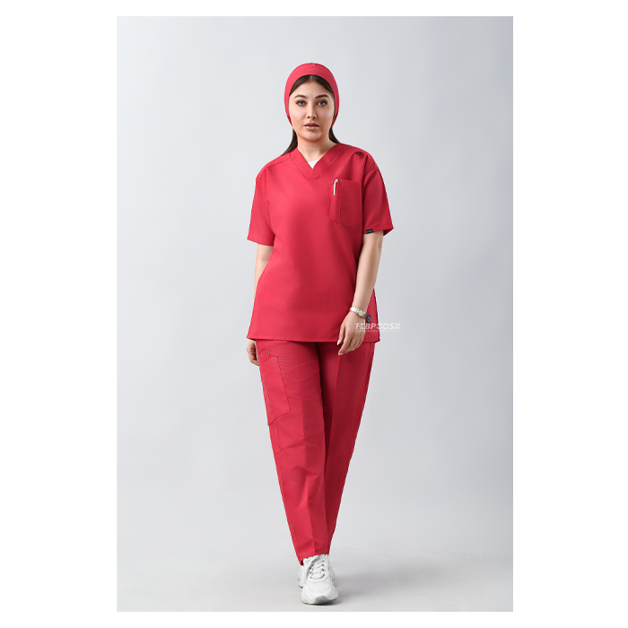 ست اسکراب یقه هفت تک جیب سرخابی طب پوش کد 710