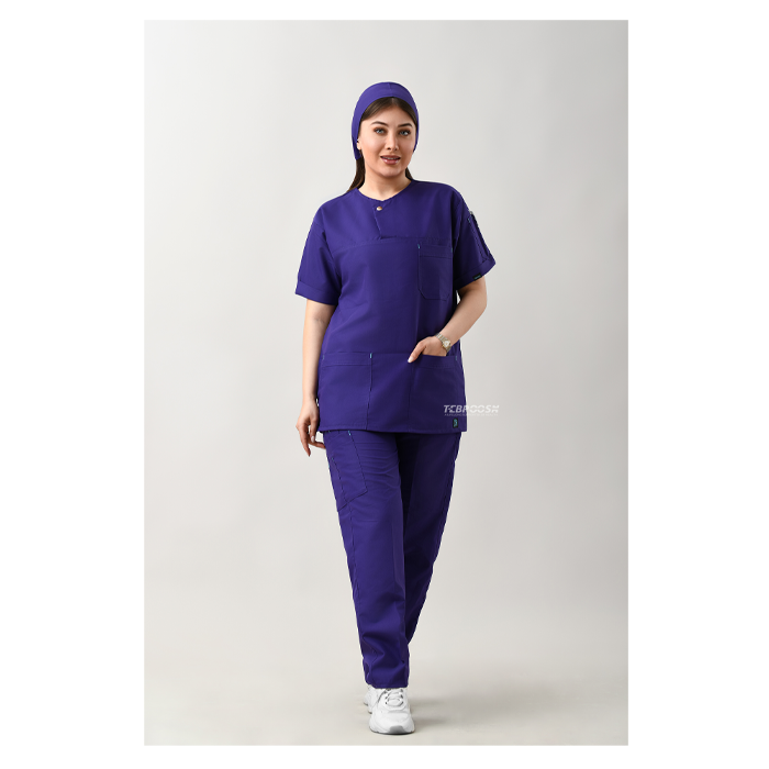 ست اسکراب دکمه پرسی بنفش طب پوش کد 804