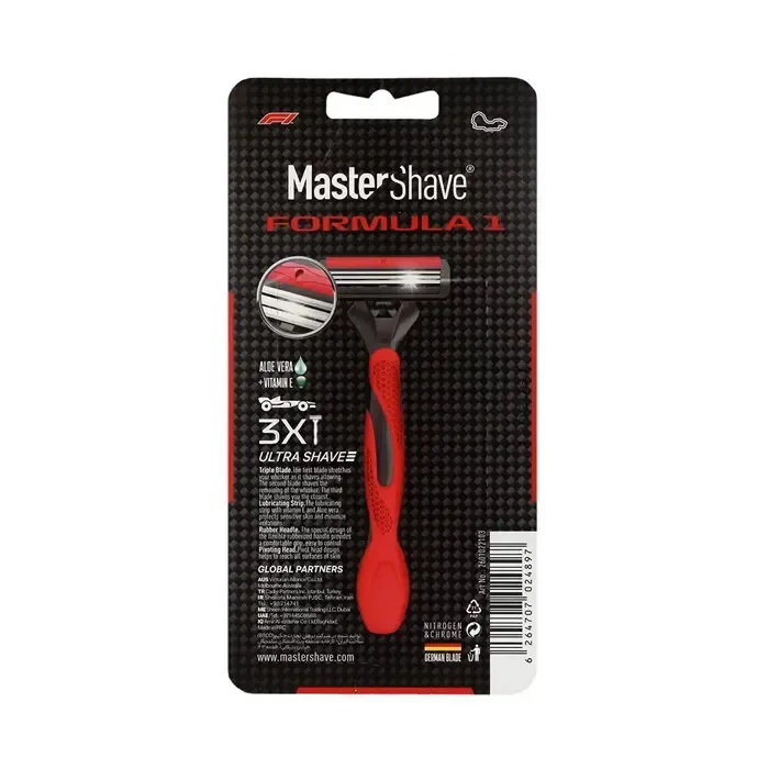 خودتراش 3 لبه مردانه مسترشيو مدل فرمول 1 قرمز بسته 3 عددی