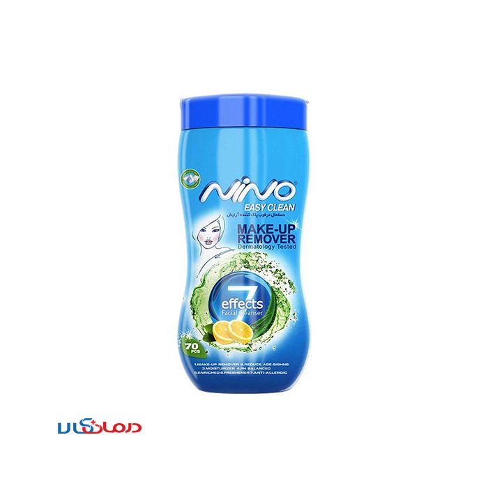 دستمال مرطوب پاک کننده آرایش نینو بسته 70 عددی
