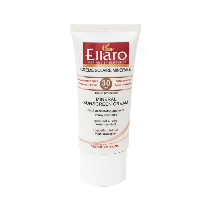 کرم ضد آفتاب الارو مدل Mineral SPF30 مناسب پوست حساس Ellaro_Minerall_SPF30_Sunscreen