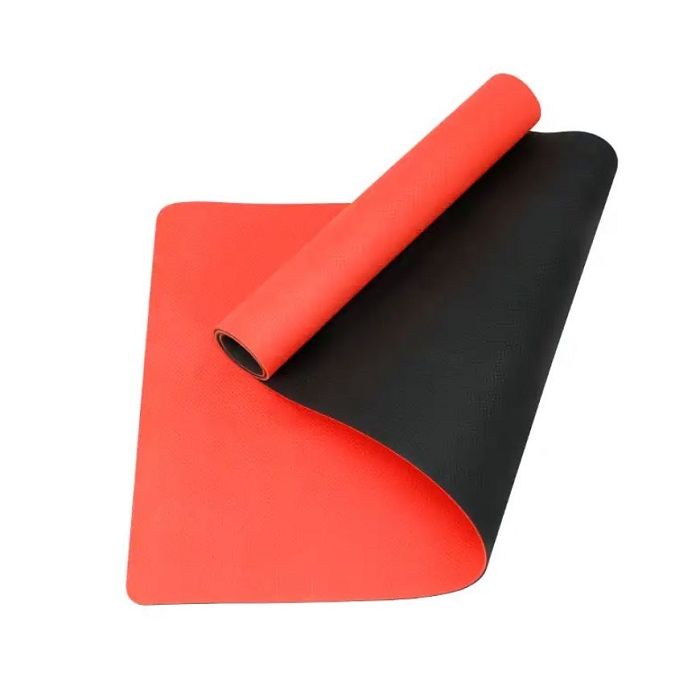 مت یوگا دو رنگ قرمز و مشکی تن زیب