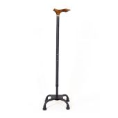 1-عصا چهارپایه فلزی مشکی ماسه ای دسته چوبی T30