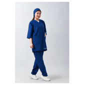 ست اسکراب زنانه آستین سه ربع آبی کاربنی طب پوش کد 303