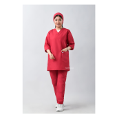 ست اسکراب زنانه آستین سه ربع صورتی طب پوش کد 310