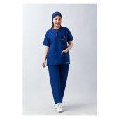 ست اسکراب دکمه پرسی آبی کاربنی طب پوش کد 803