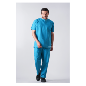 ست اسکراب دکمه پرسی جیب آبی فیروزه ای طب پوش کد 808
