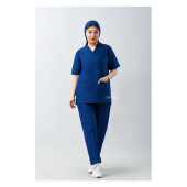 ست اسکراب یقه هفت بسته آبی کاربنی طب پوش کد 903