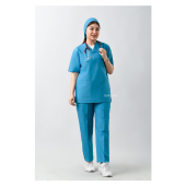 ست اسکراب یقه هفت بسته آبی فیروزه ای طب پوش کد 908
