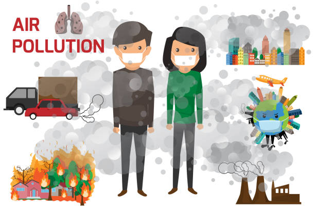 man and woman in air pollution