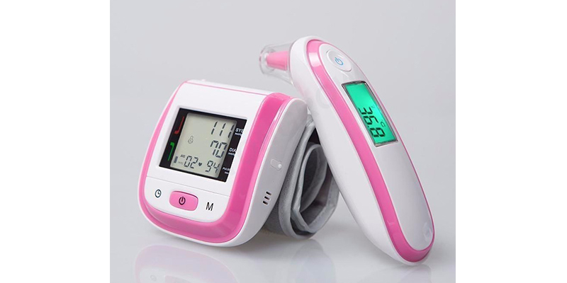 pink wrist blood pressure monitor